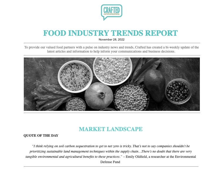 Crafted Food Industry Trends Report: Nov. 28, 2022