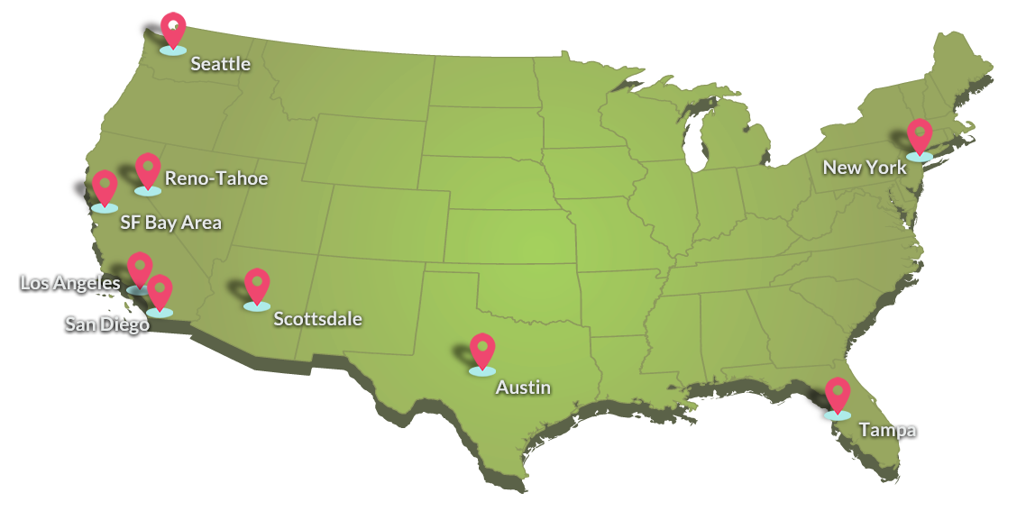 US map of Crafted PR locations